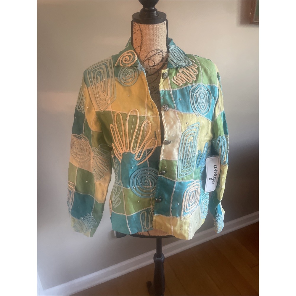 Anage 14545 Small Women's 100% Silk Made In India Jacket Blazer Rayon Lining NWT